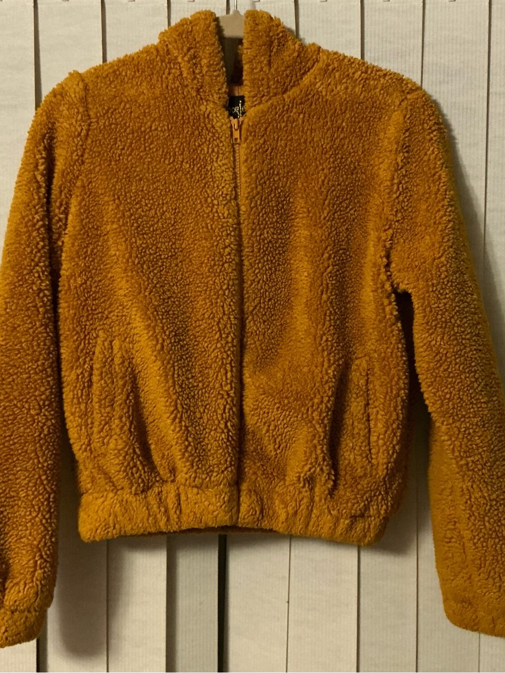 Spoon Jeans Women’s Sherpa Bomber Jacket Mustard Color Sherpa Teddy Bomber M
